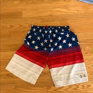 American Flag Under Armour Bathing Suit.